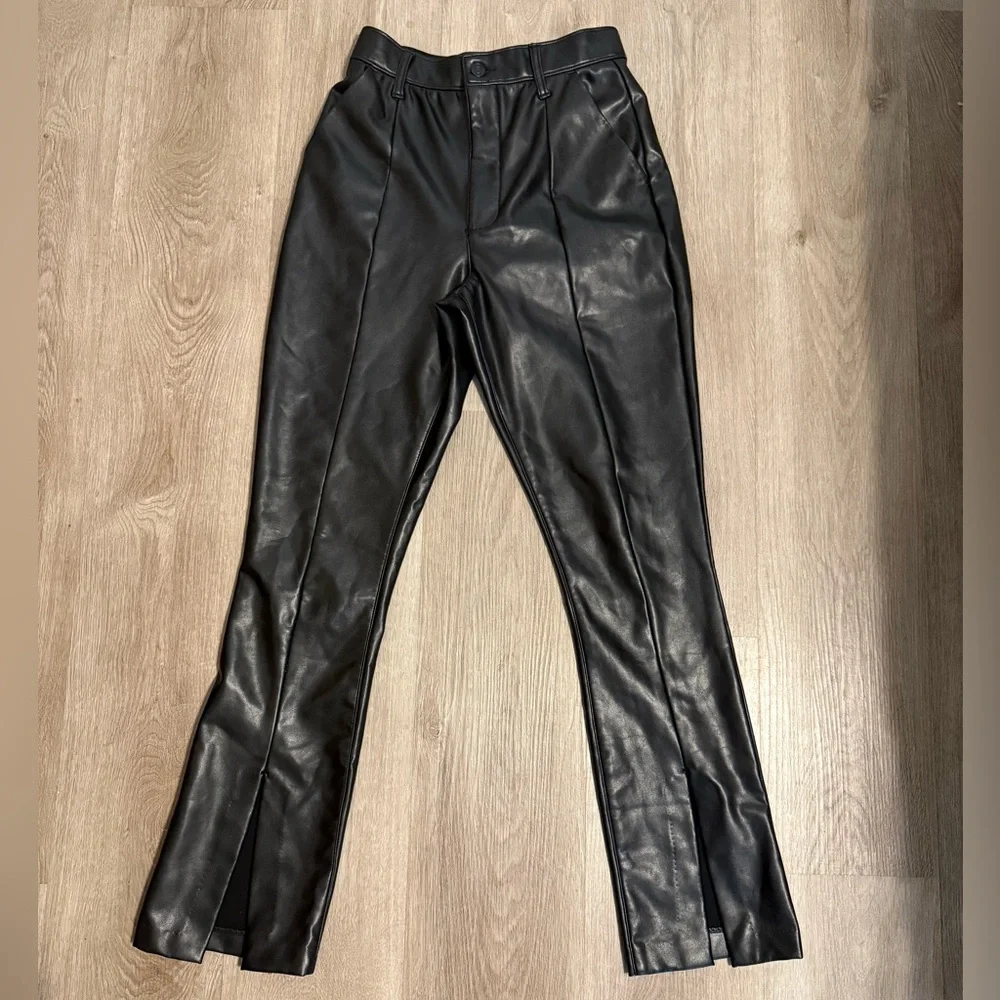 Abercrombie and Fitch ultra high-rise, skinny faux, black leather pants - Picture 2 of 5